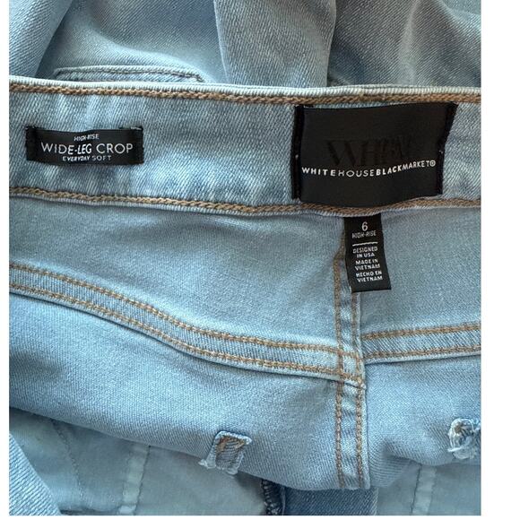 White House Black Market High Rise Wide Leg Cuff Crop Jeans Lavande Antique Sz 6 - Picture 8 of 10